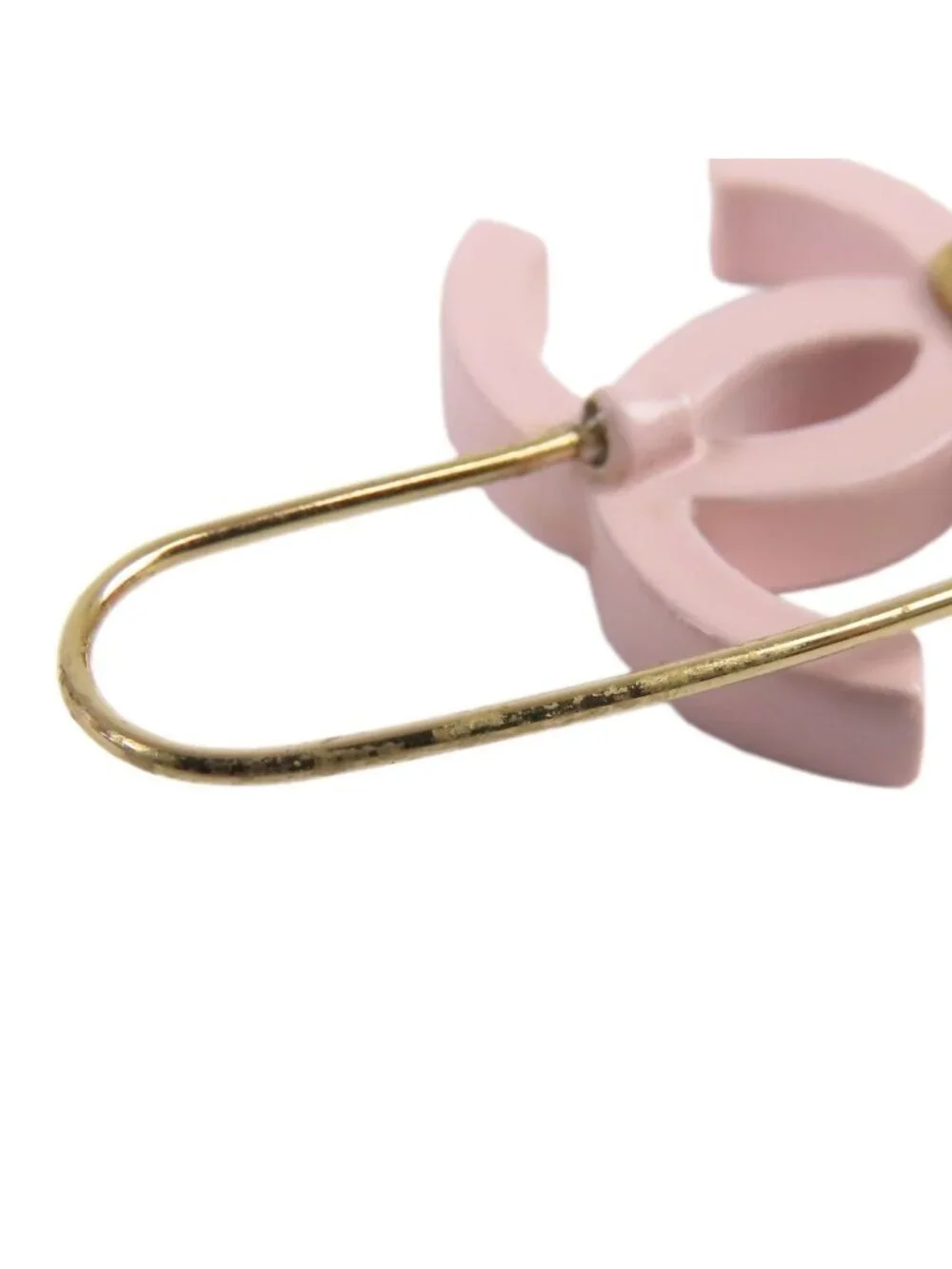 Chanel Earrings Pink Metal Swing CC Logo